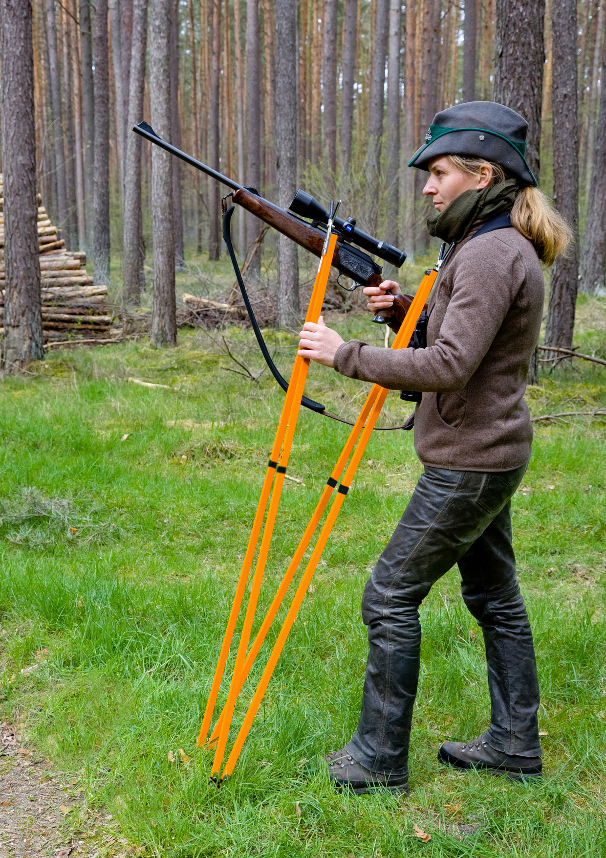 bestik Schießstock Aufstellen der Waffe und Vorbereitung des Spreizen