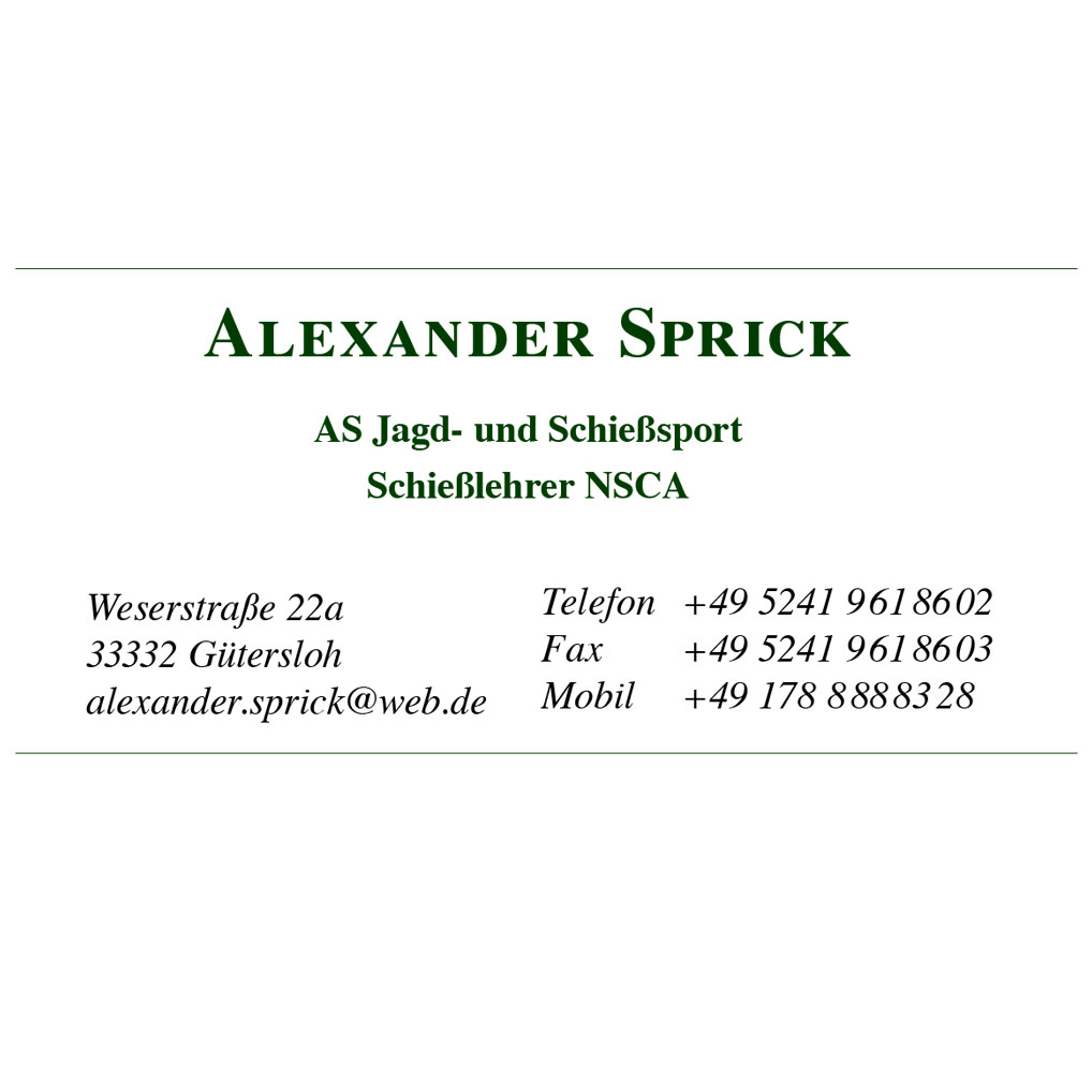 bestik Schießstock stik-holder Alexander Sprick, AS Jagd- und Schießsport, Schießlehrer NSCA
